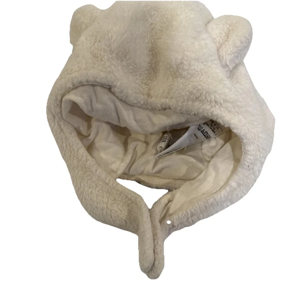 Gap Kids Baby Polar Fleece white winter hat with Little Bear ears 6~12 Months